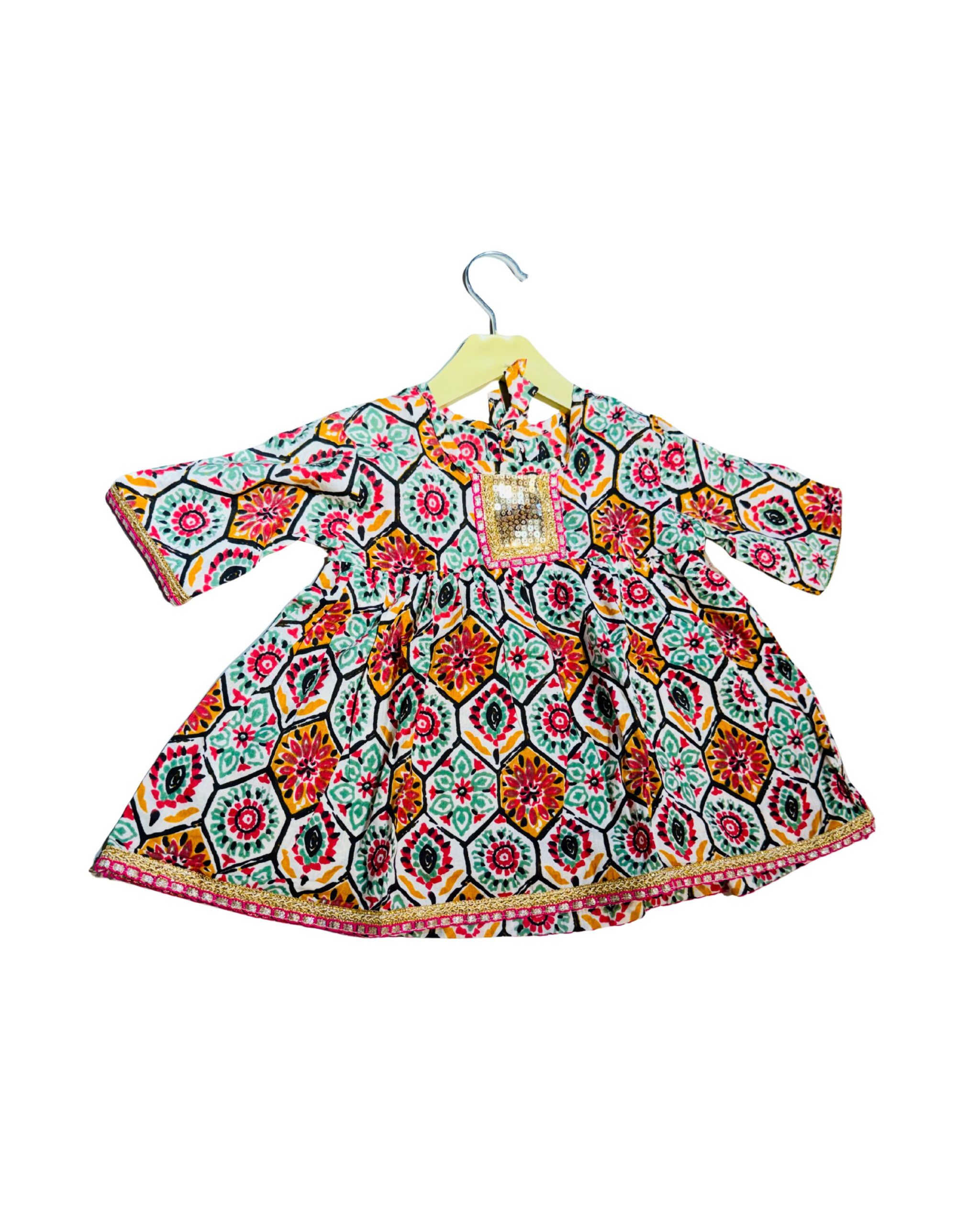 Girls Ethnic Kurti Sharara Set (Multicolor Floral Print)