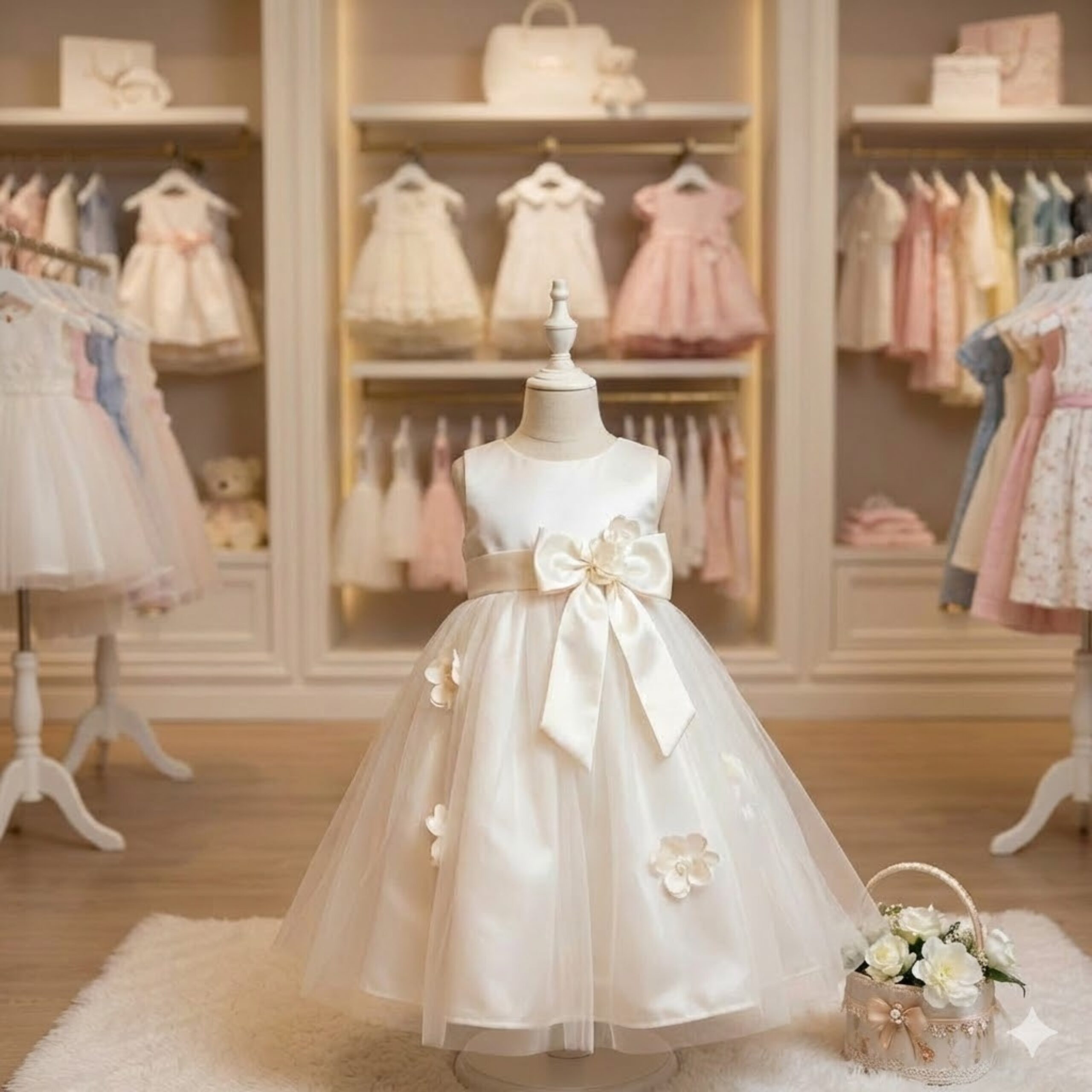 Elegant Ivory Party Wear Dress (Girls)