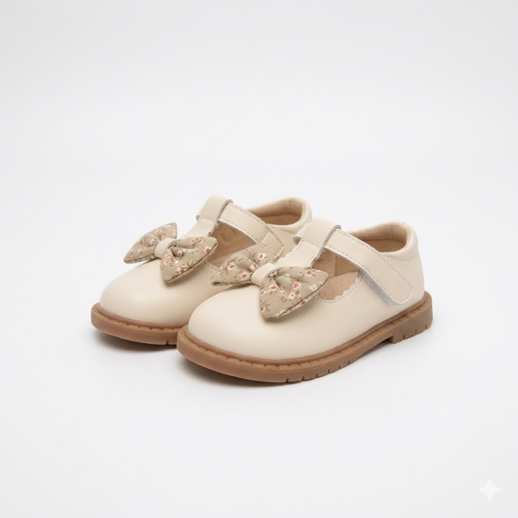 👟Cream-colored bow strap shoes🎀