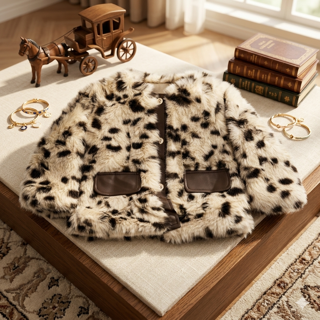 Little Luxe Leopard Faux-Fur Statement Jacket