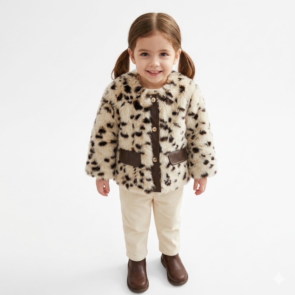Little Luxe Leopard Faux-Fur Statement Jacket